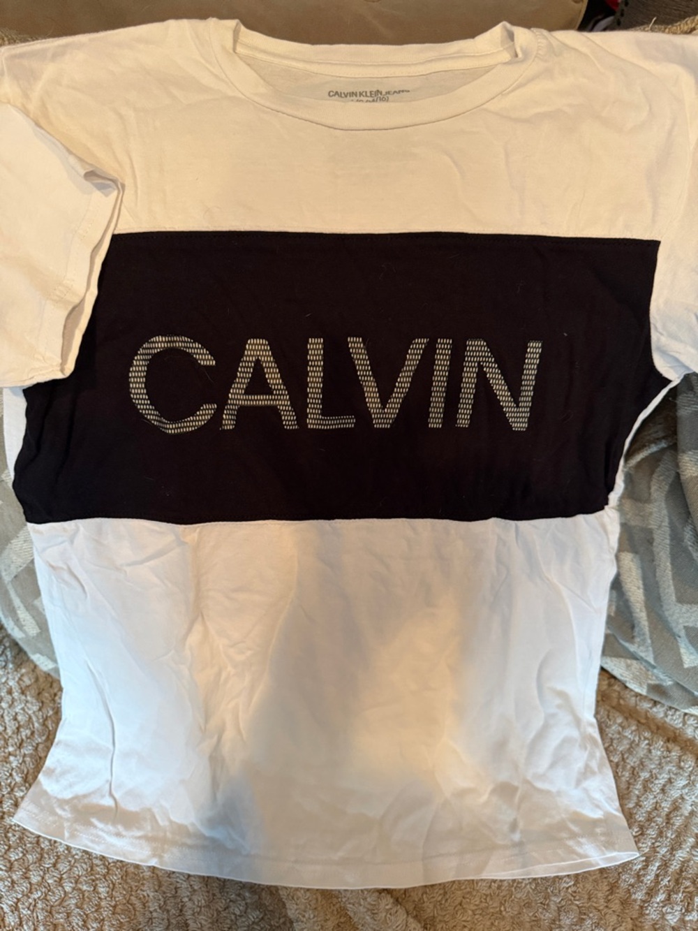 Calvin Klein White Tee with Black Logo Band